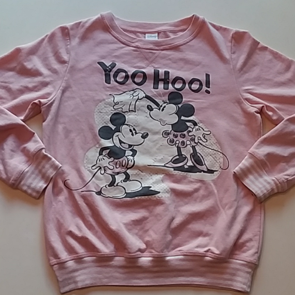 Disney Mickey Minnie pink White sweatshirt small